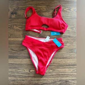 Cupshe High Waisted Red Bikini